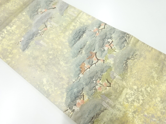 JAPANESE FUKURO OBI / WOVEN PINE & UME